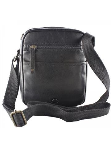 Saszetka Męska EL FORREST MB18-61 Skórzana Czarna Crossbody z Regulowanym Paskiem i Złotymi Okuciami
