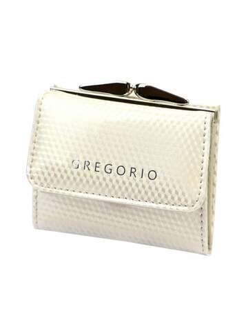 Portfel Damski Gregorio CB-126 Skórzany Beżowy z Złotymi Zdobieniami