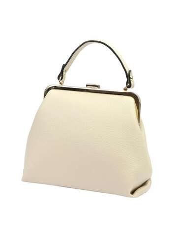 Torebka Damska Skórzana Luka 24-024 DOLLARO Kuferek Beżowy z Dopinanym Paskiem