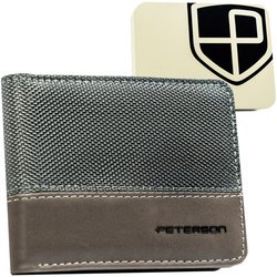 Szary portfel męski bez zapięcia zewnętrznego z systemem RFID - Peterson