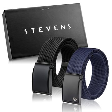 Zestaw 2 Męskich Pasków Parcianych STEVENS | Czarny i Granatowy | Uniwersalny Rozmiar 135 cm (XL) | Idealny na Prezent