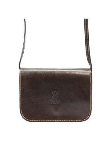 Torebka Skórzana Florence 43 Listonoszka Ciemnobrązowa Naturalna Ze Złotymi Okuciami