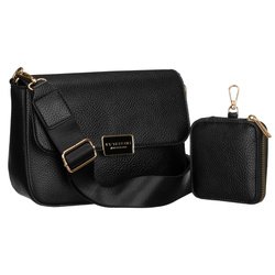 Czarna listonoszka damska na ramię ze skóry ekologicznej z etui w zestawie - Peterson