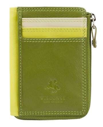 Portfel Skórzany Visconti RB110 Limonkowy – Etui na Karty z Kieszenią na Monety i Zapięciem na Zamek