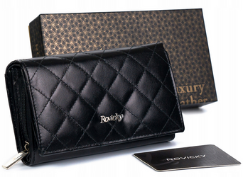 Elegancki portfel z pikowanej skóry naturalnej Rovicky