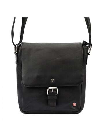 Saszetka Męska Albatross BB172D Skórzana Czarna Crossbody Regulowany Pasek