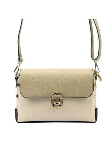 Damska Torebka Skórzana Luka 20-052 DOLLARO ciemny beż Listonoszka Crossbody Złote Zdobienia