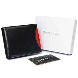 Cienki portfel męski z naturalnej skóry licowej ze schowkiem na suwak