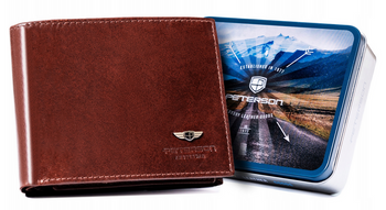 Duży, skórzany portfel męski bez zapięcia — Peterson