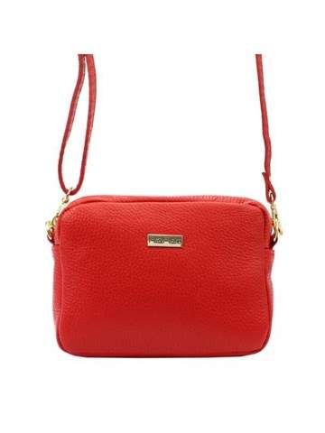 Torebka Skórzana MiaMore Dollaro Czerwona Listonoszka Ze Skóry Naturalnej Z Złotymi Okuciami