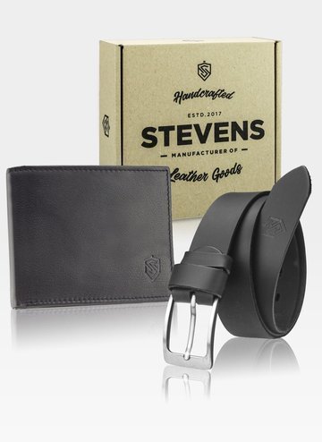 Zestaw Prezentowy STEVENS Portfel i Pasek w pudełku na prezent Dla Taty Dla Syna