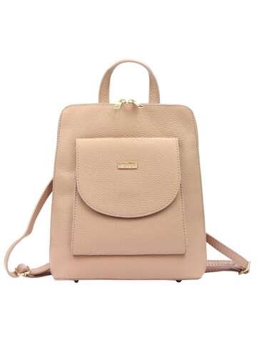 Plecak Damski MiaMore 01-010 DOLLARO Skóra Naturalna Brudny Róż Złote Okucia