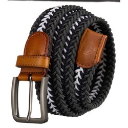 Pasek męski z syntetycznego materiału w odcieniach szarości i bieli - Peterson