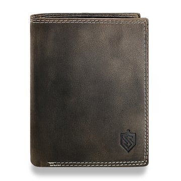 Portfel Męski Skóra Naturalna Nubuk STEVENS RFID Secure Brązowy