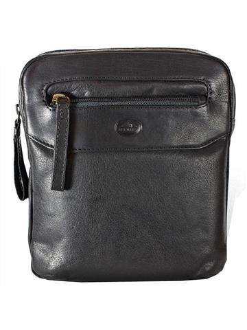 Saszetka Męska EL FORREST MB10-61/67 Skórzana Czarna Crossbody Ze Złotymi Okuciami