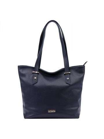 Torebka Skórzana MiaMore Dollaro Shopperbag Granatowa Duża Mieści A4 Ze Skóry Naturalnej Na Ramię