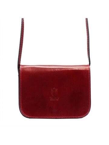 Torebka Damska Florence 43 Skóra Naturalna Ciemnoczerwona Listonoszka Złote Okucia