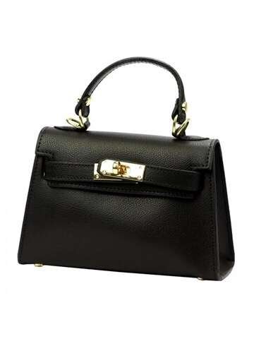 Torebka Skórzana Luka Melody Kuferek Czarna Listonoszka Ze Skóry Naturalnej Z Złotymi Zdobieniami