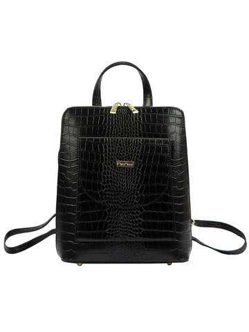 Plecak Damski Skórzany MiaMore COCO 01-010 Czarny z Metalowymi Nóżkami i Regulowanymi Ramionami