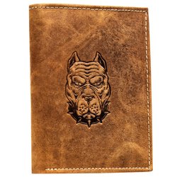 Portfel męski ze skóry naturalnej z tłoczeniem w kształcie głowy psa