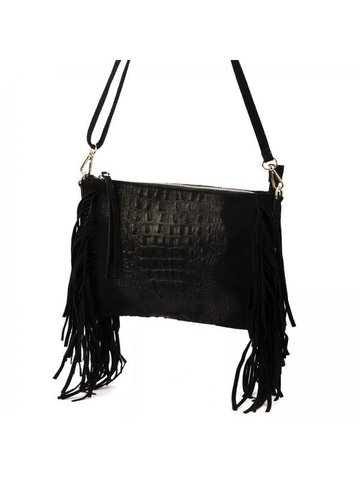 Damska Torebka Skórzana Luka 26-015 CROCO czarny