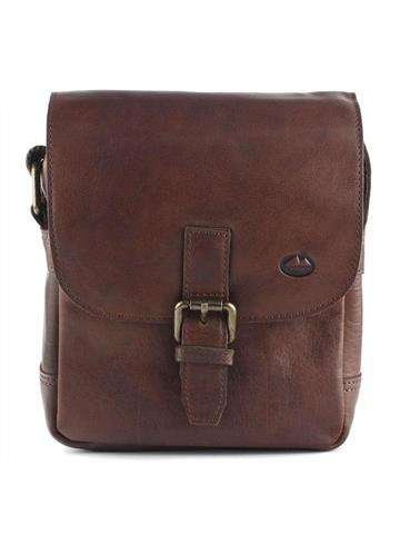 Saszetka Męska EL FORREST MB11-22 Skóra Naturalna Brązowa Crossbody Z Złotymi Okuciami