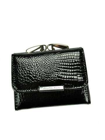 Portfel Damski Skórzany Jennifer Jones 5287-2 Czarny Poziomy Mały