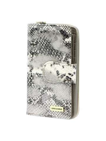 Skórzany portfel damski Gregorio SNR-116 popiel pionowy RFID 18 kart