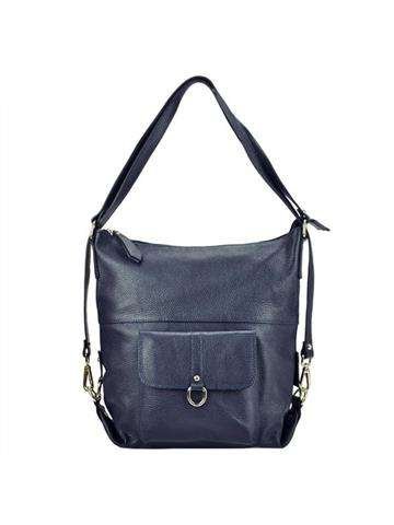 Torebka Damska Patrizia 19-001 Shopperbag Skóra Naturalna Granatowa Duża Mieści A4