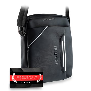 Czarna saszetka męska na ramię Pierre Cardin 2031 ALAN09 średnia casual Certyfikat