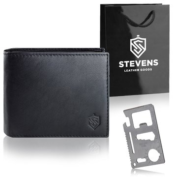 Zestaw Prezentowy STEVENS Portfel Skorzany RFID Torba Karta Survivalowa Etui