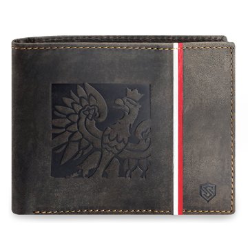 Portfel Męski Skórzany STEVENS Patriotyczny Orzeł Flaga Godło Polska RFID Brązowy