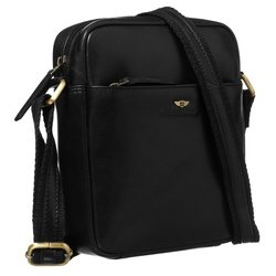 Jednokomorowa listonoszka męska ze skóry naturalnej w czarnym kolorze, zamykana suwakiem - Peterson