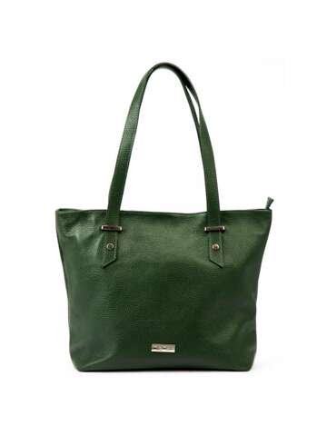 Damska Torebka Skórzana A4 MiaMore 01-058 DOLLARO ciemny zielony