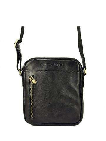 Saszetka Skórzana Gregorio 885 Czarna Crossbody ze Skóry Naturalnej Z Złotymi Okuciami
