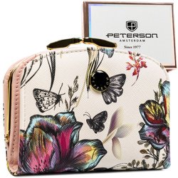 Modny portfel damski ze skóry ekologicznej zamykany na zatrzask i bigiel - Peterson