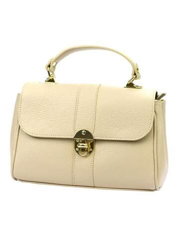 Torebka Damska Skórzana Luka 20-098 DOLLARO Kuferek Beżowa z Dodatkowym Paskiem