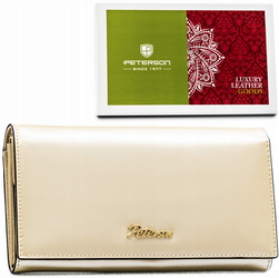 Praktyczny portfel damski w kolorze beżowym z systemem RFID - Peterson