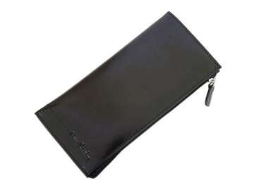Portfel Damski Pierre Cardin PSP01 8847 Skóra Naturalna Czarny Pionowy Średni Srebrne Okucia