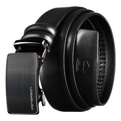 Pasek męski z automatyczną klamrą wykonany ze skóry naturalnej w czarnym kolorze - Peterson