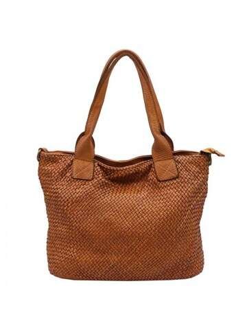 Torebka Skórzana Naturalna VS 014-2 Camel Shopperbag Duża z Dodatkowym Paskiem