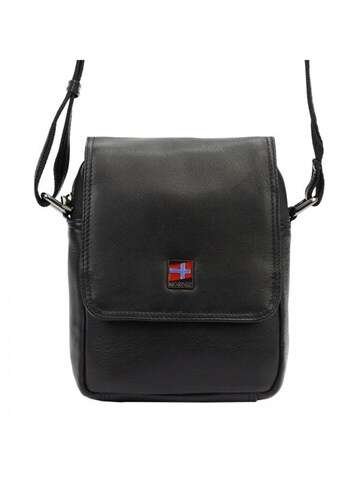 Saszetka Męska Nordee MSD-02 GM04 NAPPA Skórzana Czarna Crossbody Regulowany Pasek