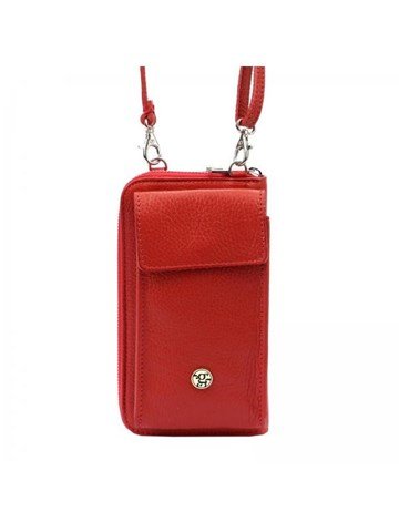 Torebka Skórzana Gregorio 1707 DOLLARO Czerwona Elegancka Na Ramię Naturalna Ze Skóry