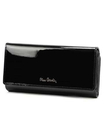 Portfel damski skórzany czarny Pierre Cardin 07 SHINY 121 duży poziomy 17 miejsc na karty