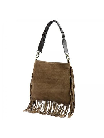 Damska Torebka Skórzana A4 Luka 25-022 taupe + ciemny brąz