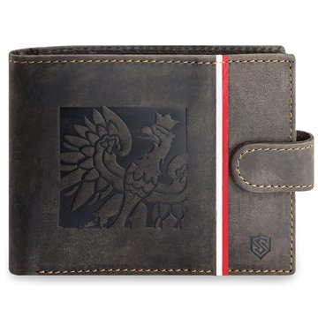 Portfel Męski Skórzany STEVENS Patriotyczny Orzeł Flaga Godło Polska RFID Nubuk
