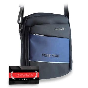 Saszetka męska czarna niebieska Pierre Cardin 1711 ALAN09 na ramię Certyfikat
