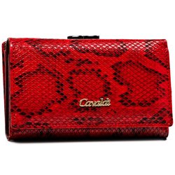 Czerwony portfel damski ze zdobieniem na wzór skóry węża - 4U Cavaldi
