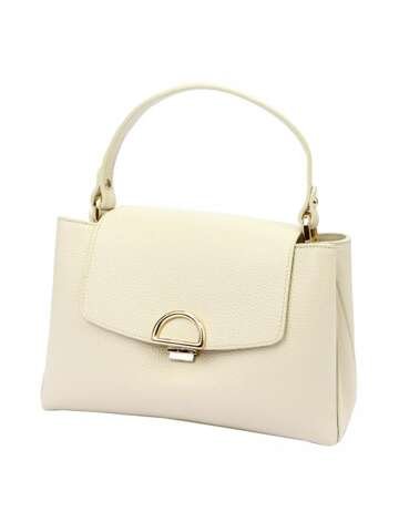 Damska Torebka Skórzana Beżowa Kuferek Luka 24-036 na Ramię i do Ręki