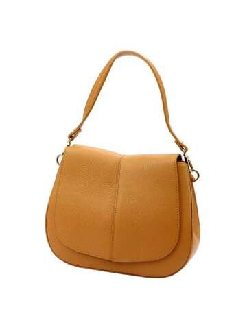 Torebka Damska Skórzana Luka 24-033 DOLLARO Camel Średnia na Ramię z Dodatkowym Paskiem Crossbody